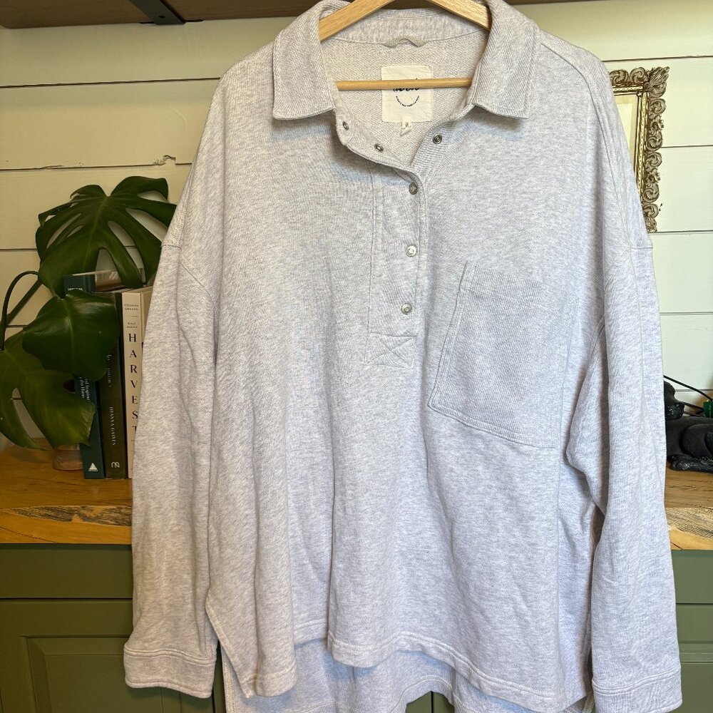Aerie snap-button pullover in a soft heather gray 🤍 XL